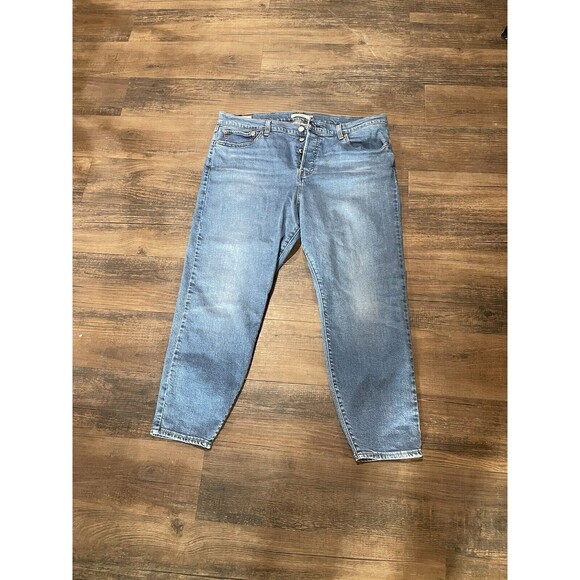 Big "E" Wedgie Skinny LEVI'S Premium Blue Jeans Size 18W MADE 2019 Button Fly - Picture 1 of 16